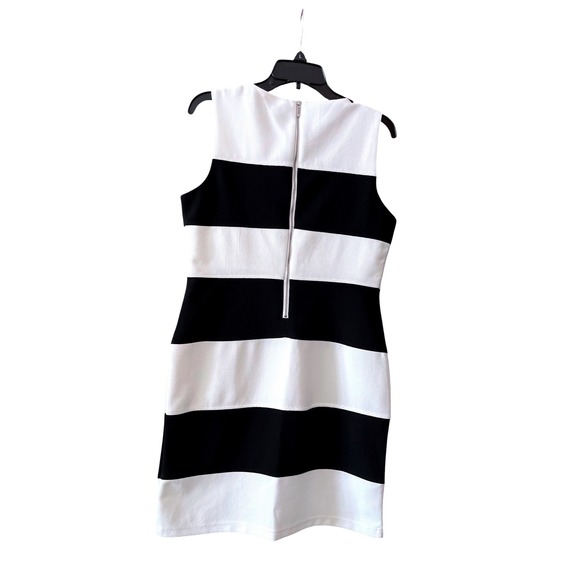 Spense Petite Black White Striped Sleeveless Shift Dress 10P EUC - Picture 3 of 8